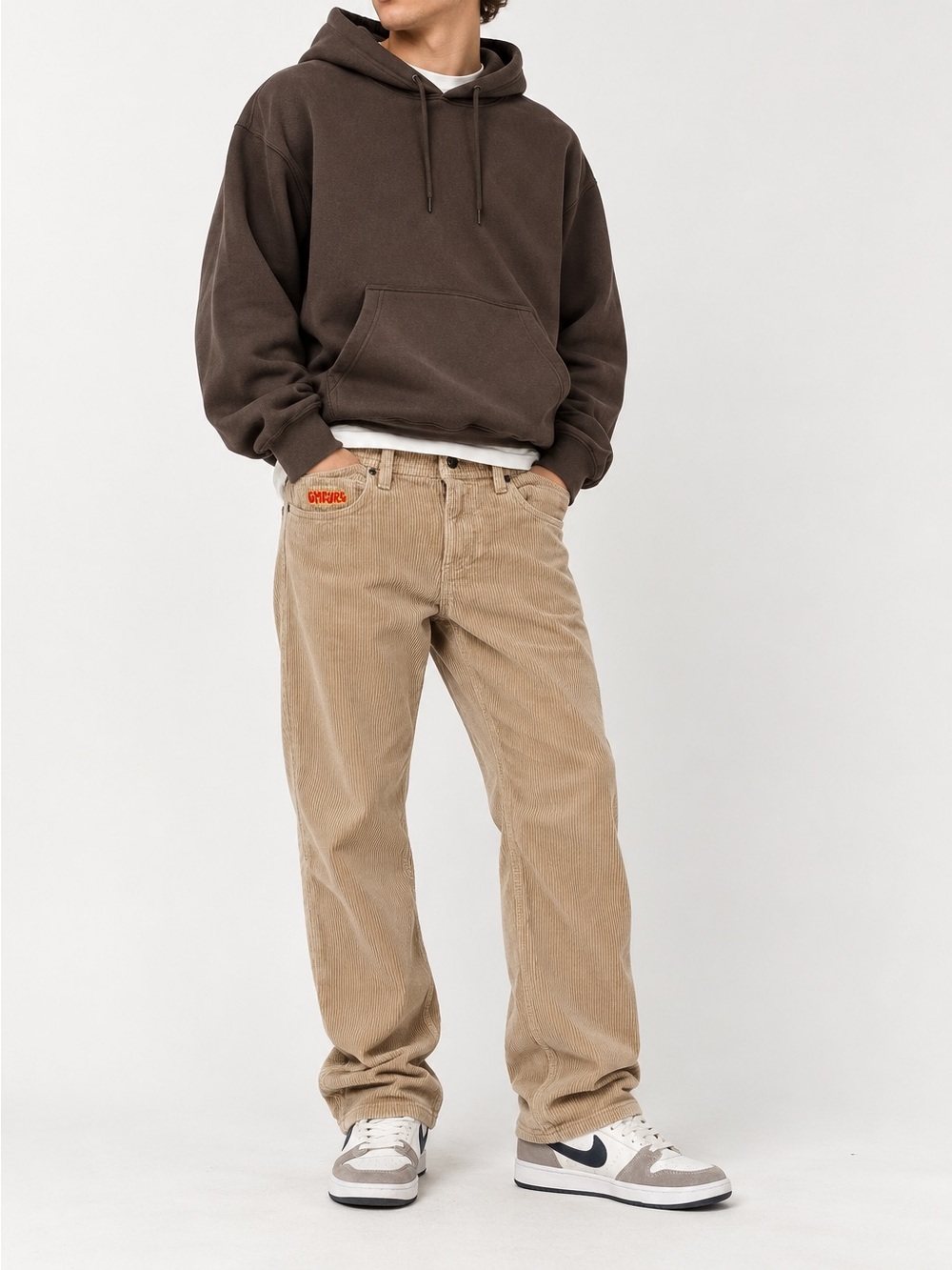 Empyre Tan Corduroy Straight Leg Pants Size 26 Skate Y2K